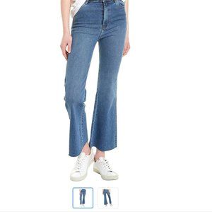 Rollas High Rise Flare in Tracy Blue 28" W cropped